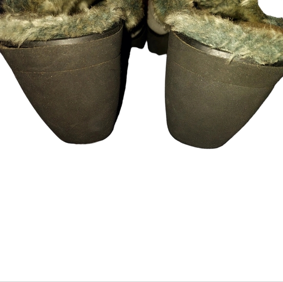 SKECHERS Women's Gray Fur-lined Suede Block Clogs Mules Size 8 - Picture 5 of 7